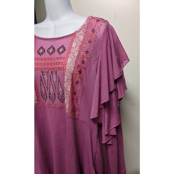 Free People La Cienega Long Sleeve Top Pink Purple - Picture 5 of 8